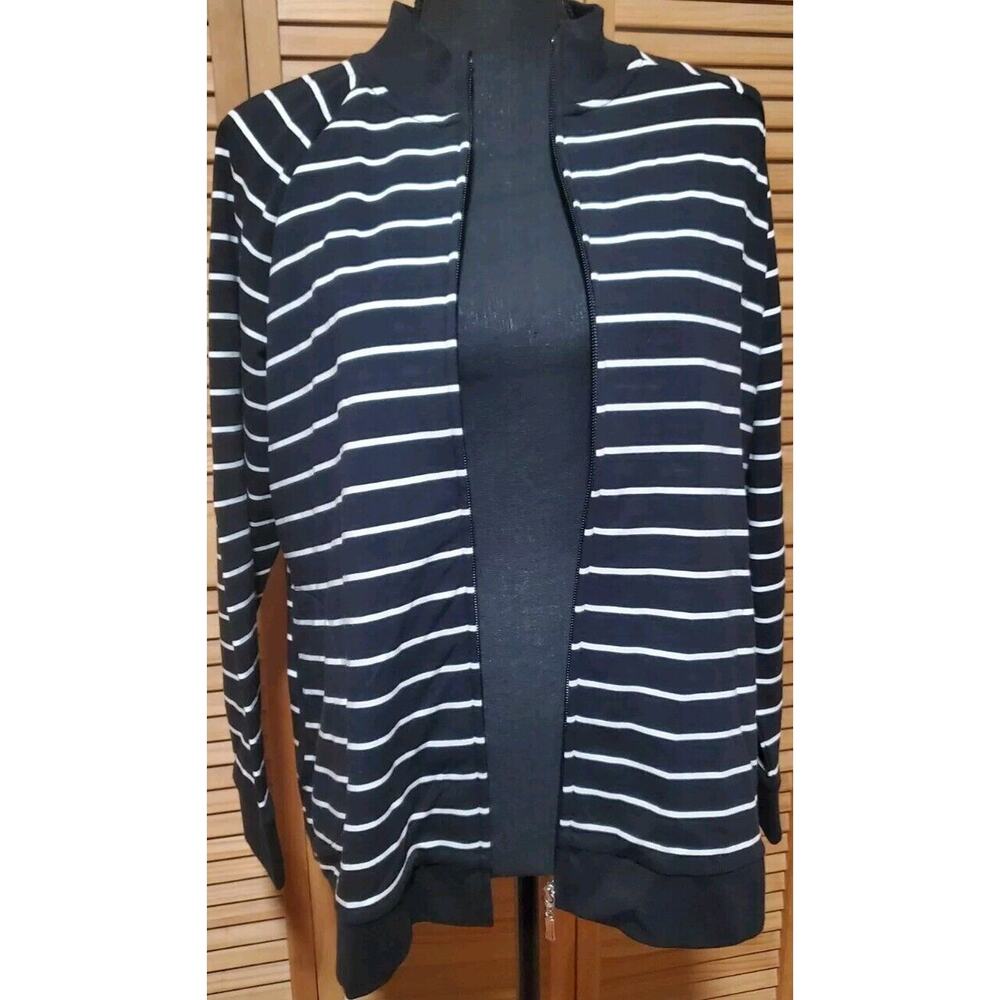NWT Talbots Full Zip Jacket Black White Mock Neck Pockets Women's 1X Petite